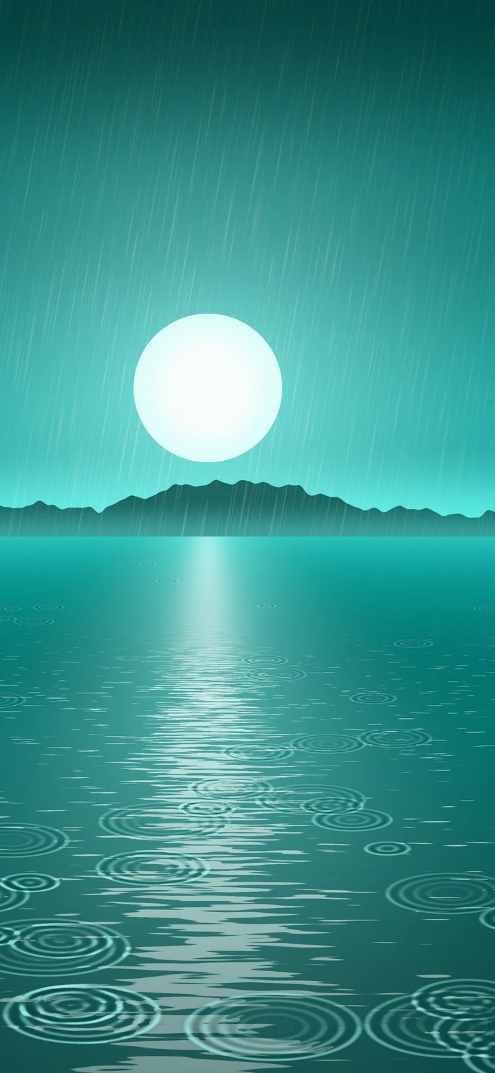 Turquoise Rain on Moonlit Water wallpaper for iPhone and Android
