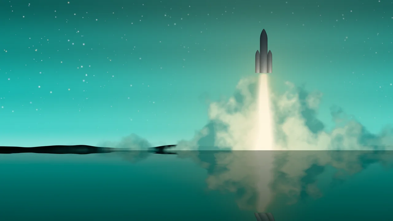 Turquoise Rocket Launch desktop wallpaper in 4K
