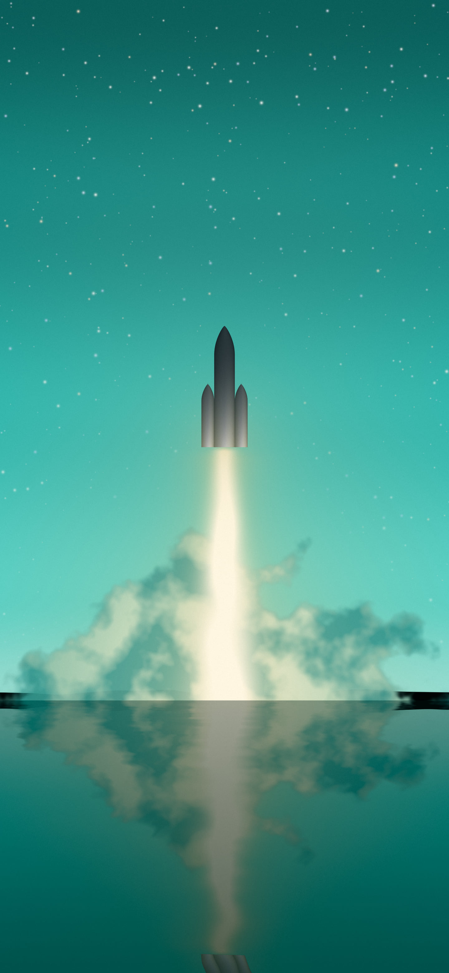 Turquoise Rocket Launch wallpaper for iPhone and Android