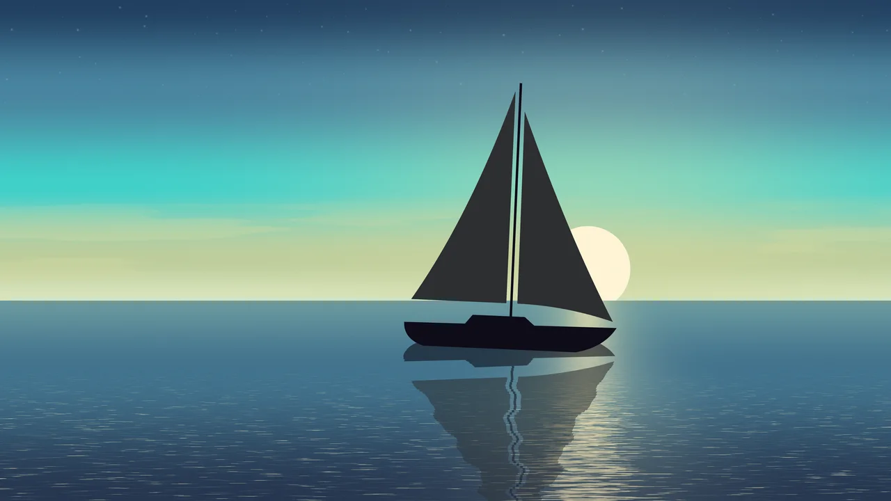Turquoise Sailboat Sunset desktop wallpaper in 4K