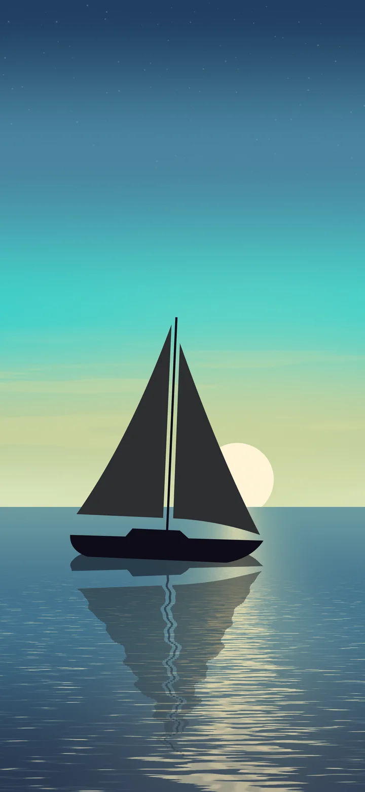 Turquoise Sailboat Sunset wallpaper for iPhone and Android