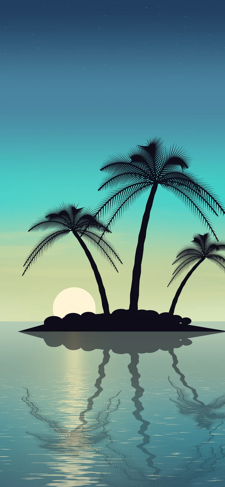 Turquoise Tropical Island Sunset wallpaper for iPhone and Android