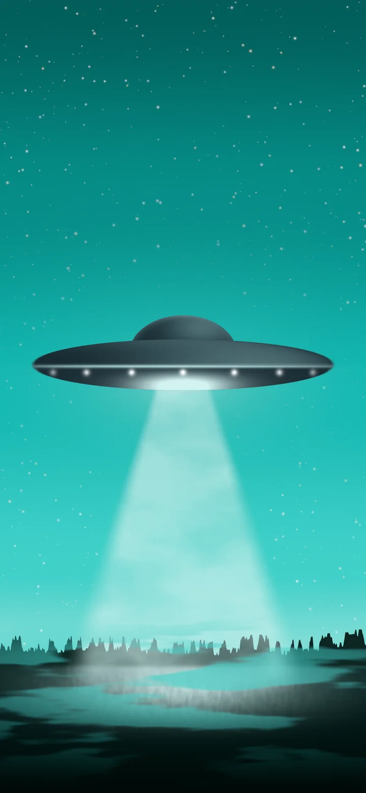 Turquoise UFO Light Beam wallpaper for iPhone and Android