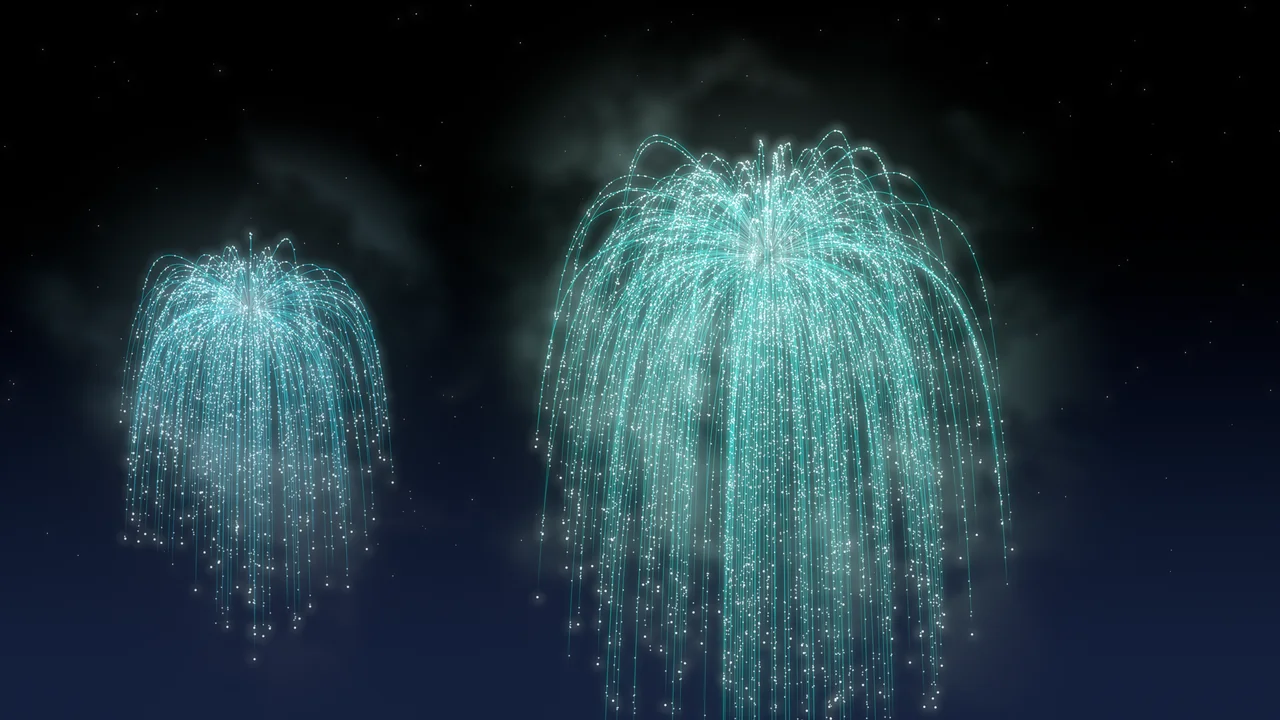 Turquoise Willow Fireworks desktop wallpaper in 4K
