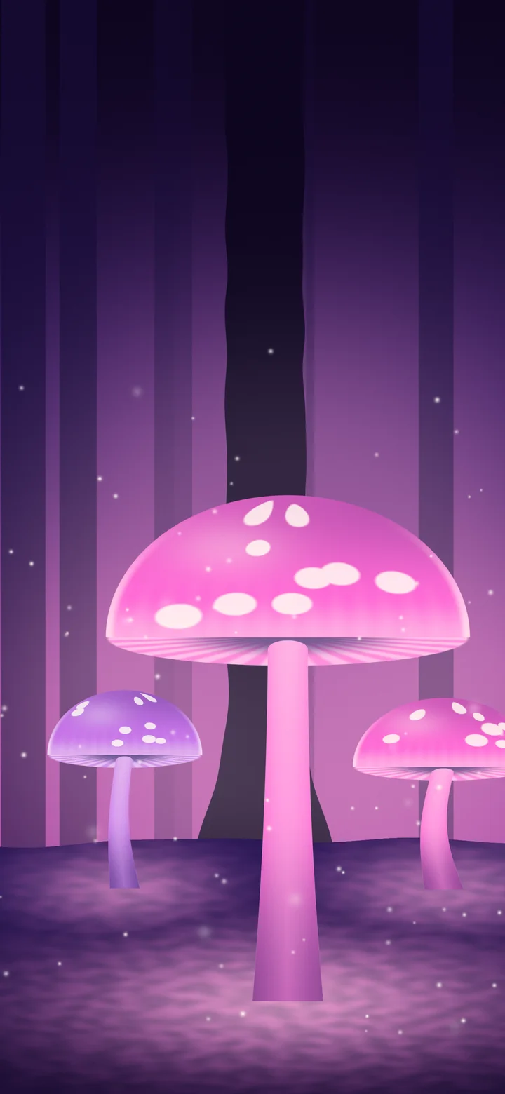 Vaporwave Glowing Mushrooms wallpaper for iPhone and Android