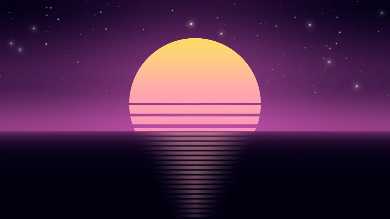 Vaporwave Retro Striped Sun desktop wallpaper in 4K