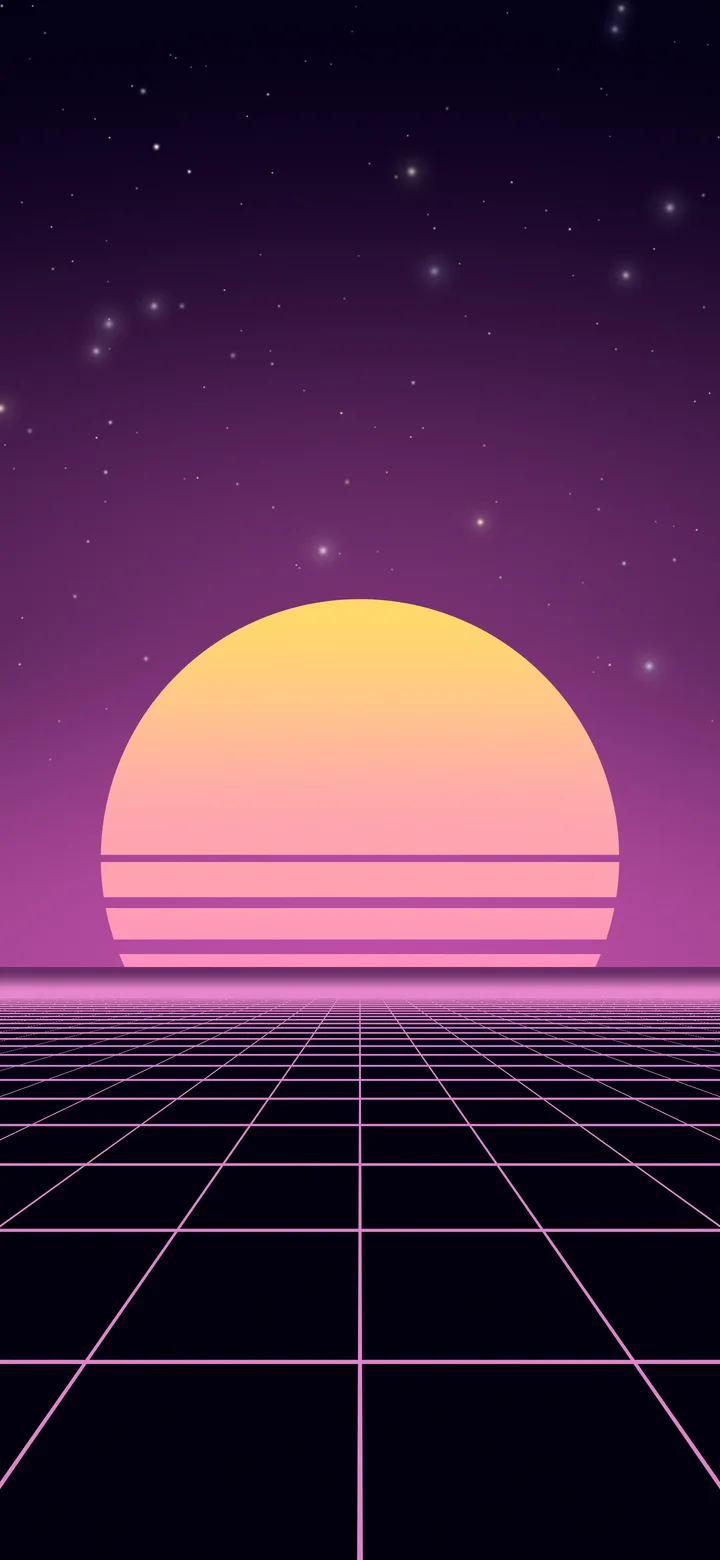 Vaporwave Synthwave Grid Sunset wallpaper for iPhone and Android