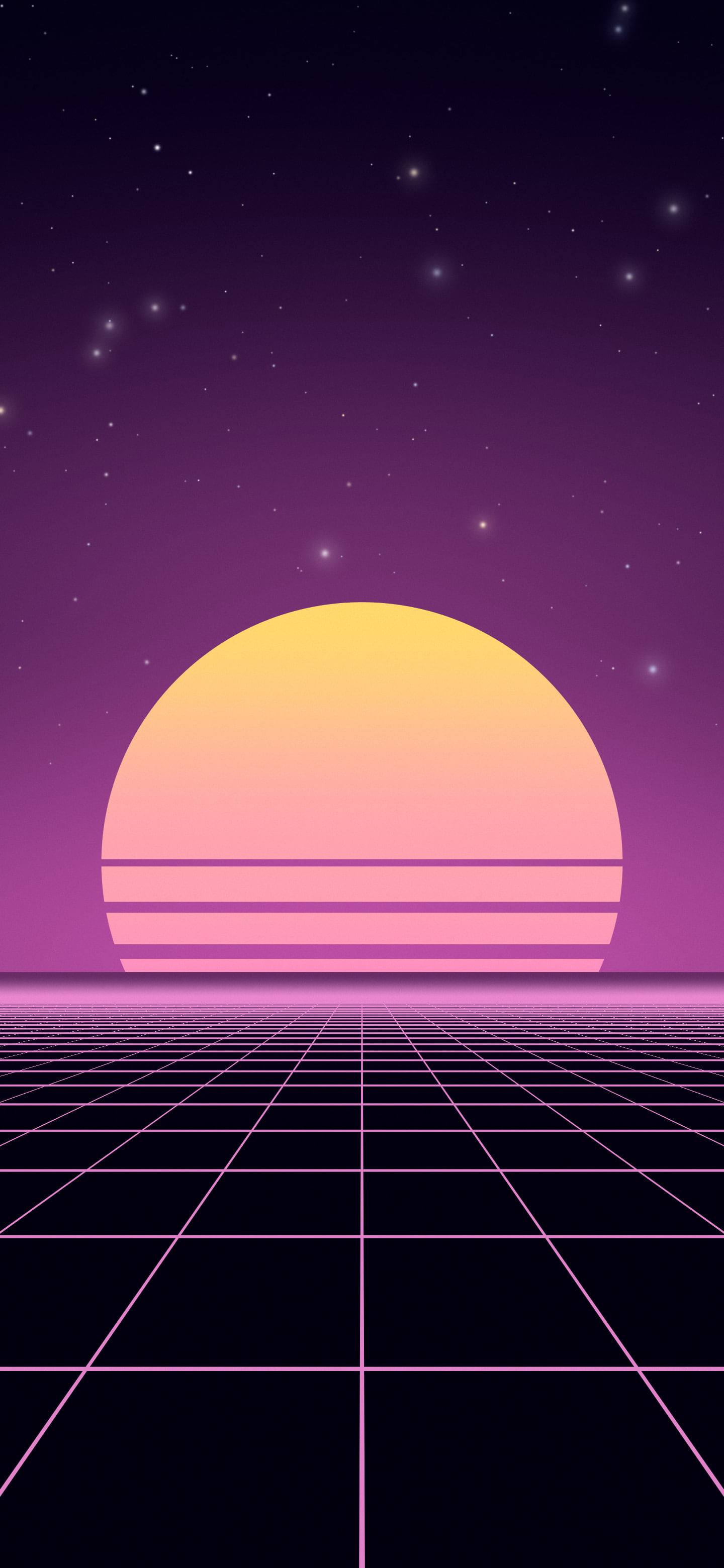 Vaporwave Synthwave Grid Sunset wallpaper for iPhone and Android