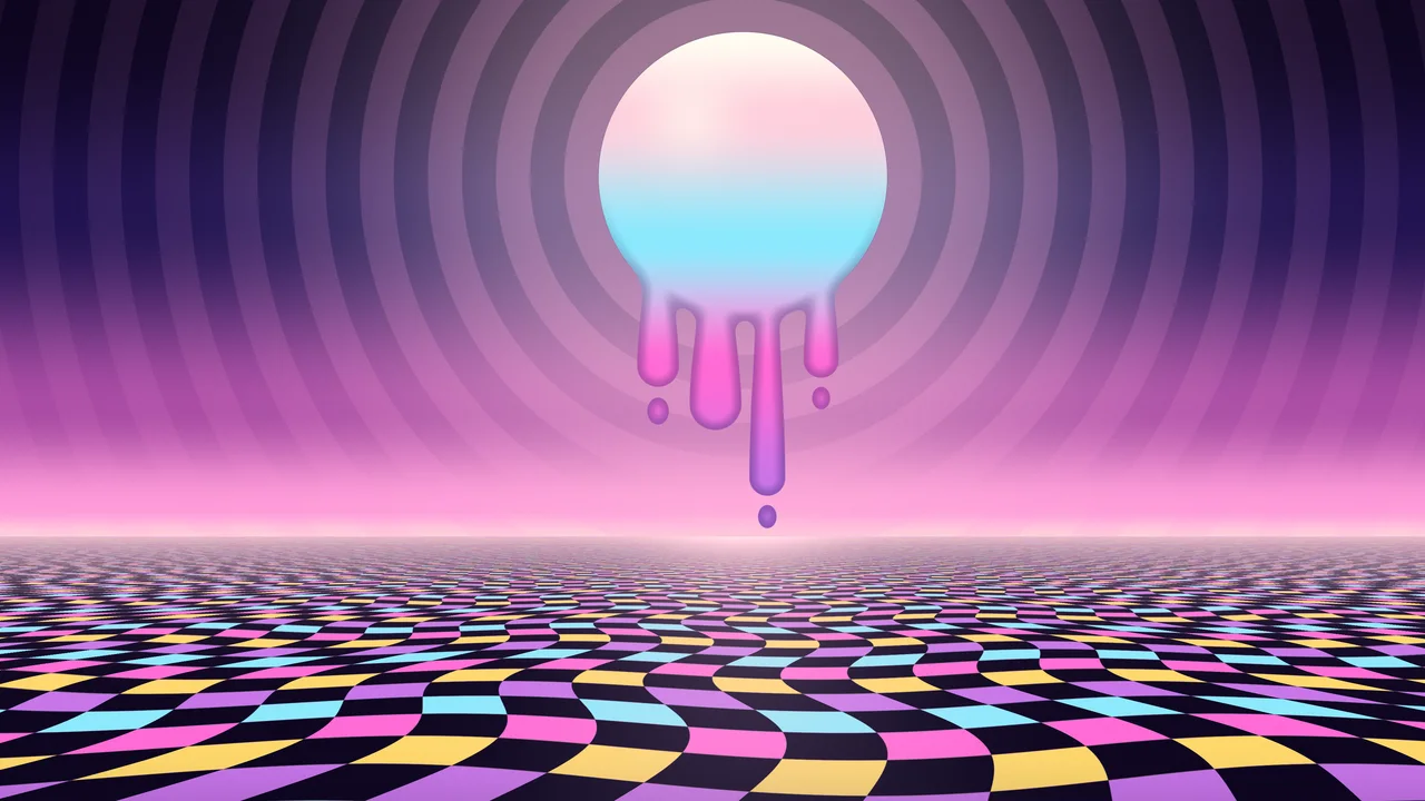 Vaporwave Trippy Melting Sun desktop wallpaper in 4K