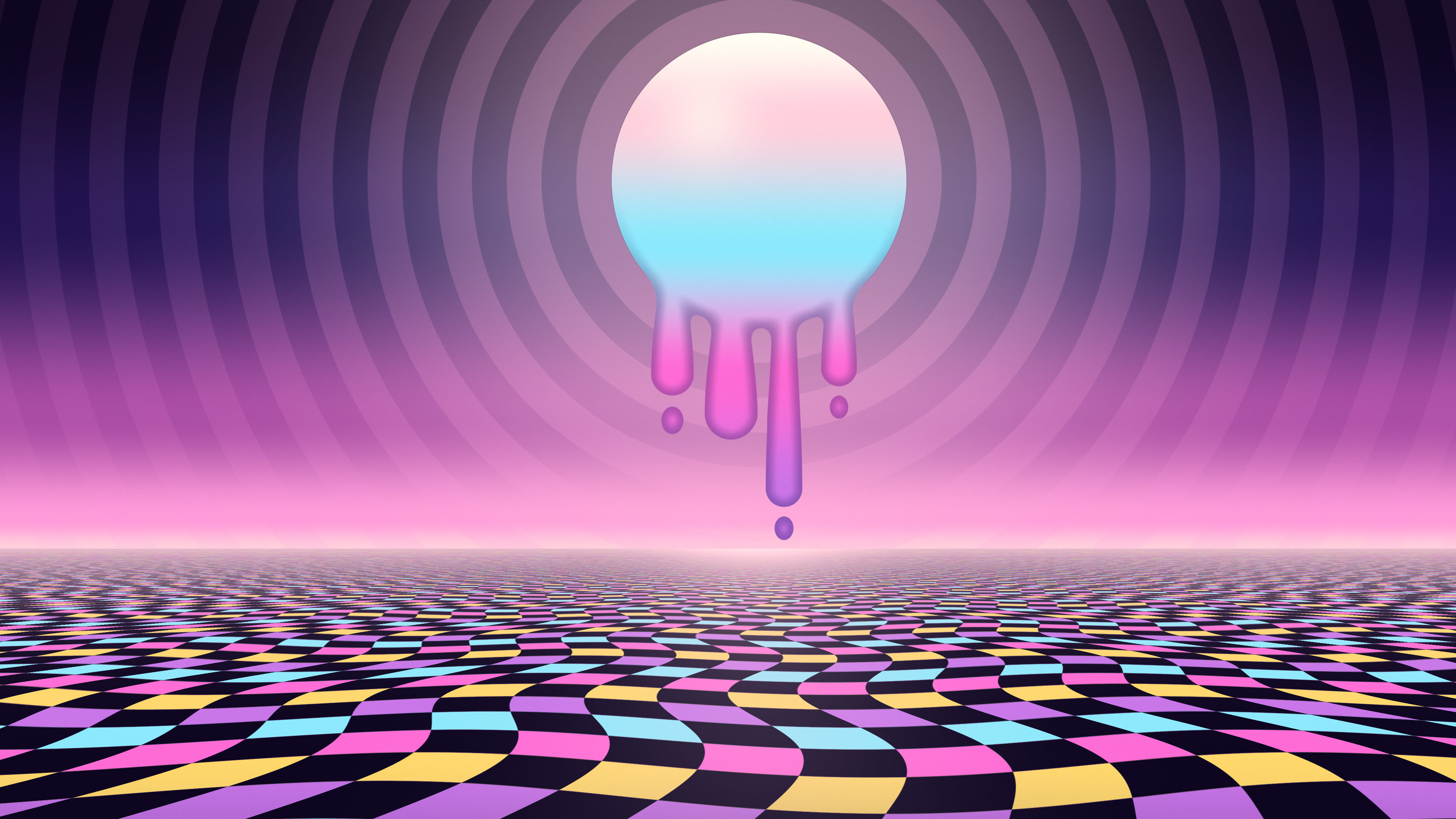 Vaporwave Trippy Melting Sun desktop wallpaper in 4K
