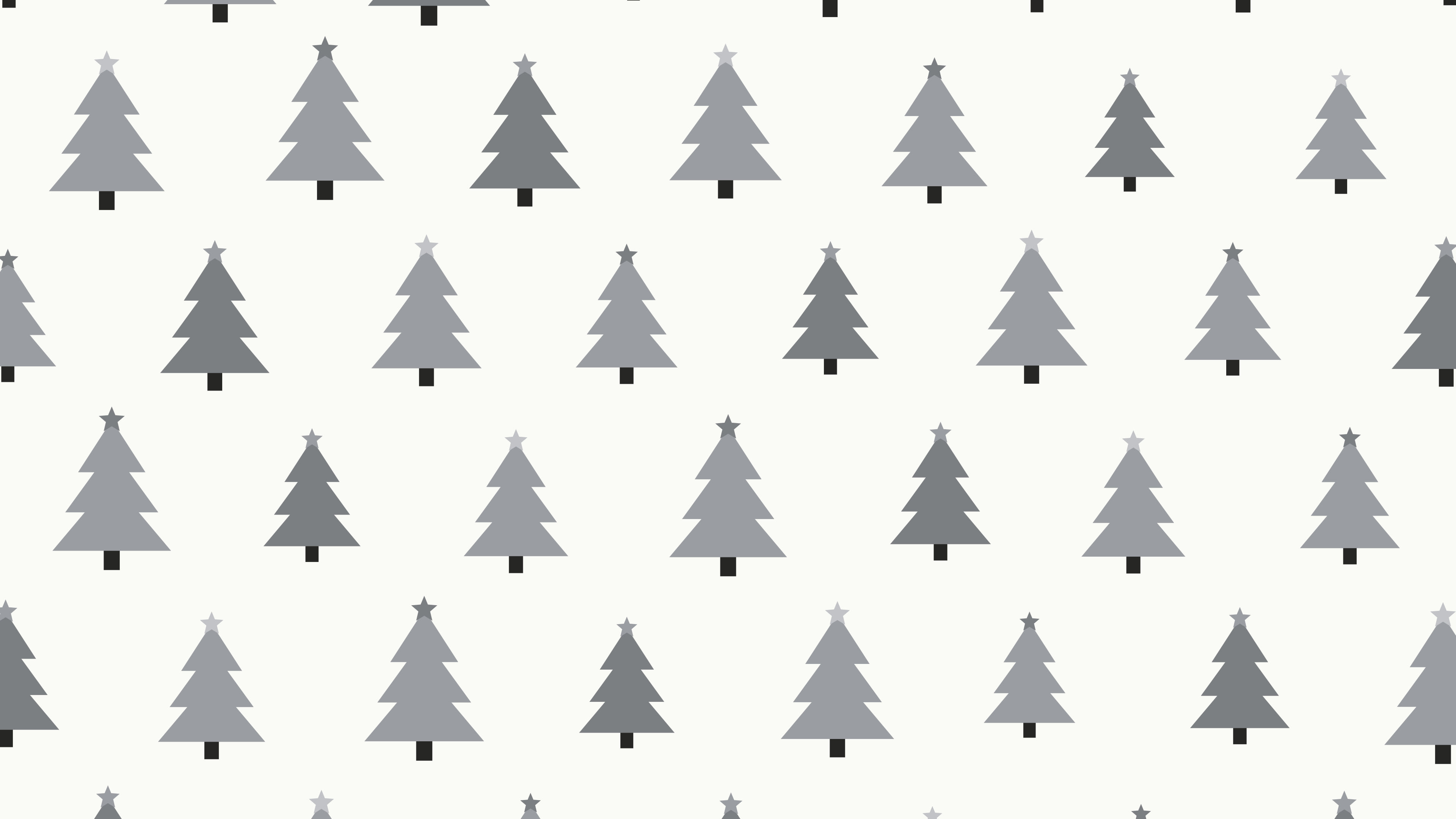 White and Gray Christmas Tree Pattern desktop wallpaper in 4K