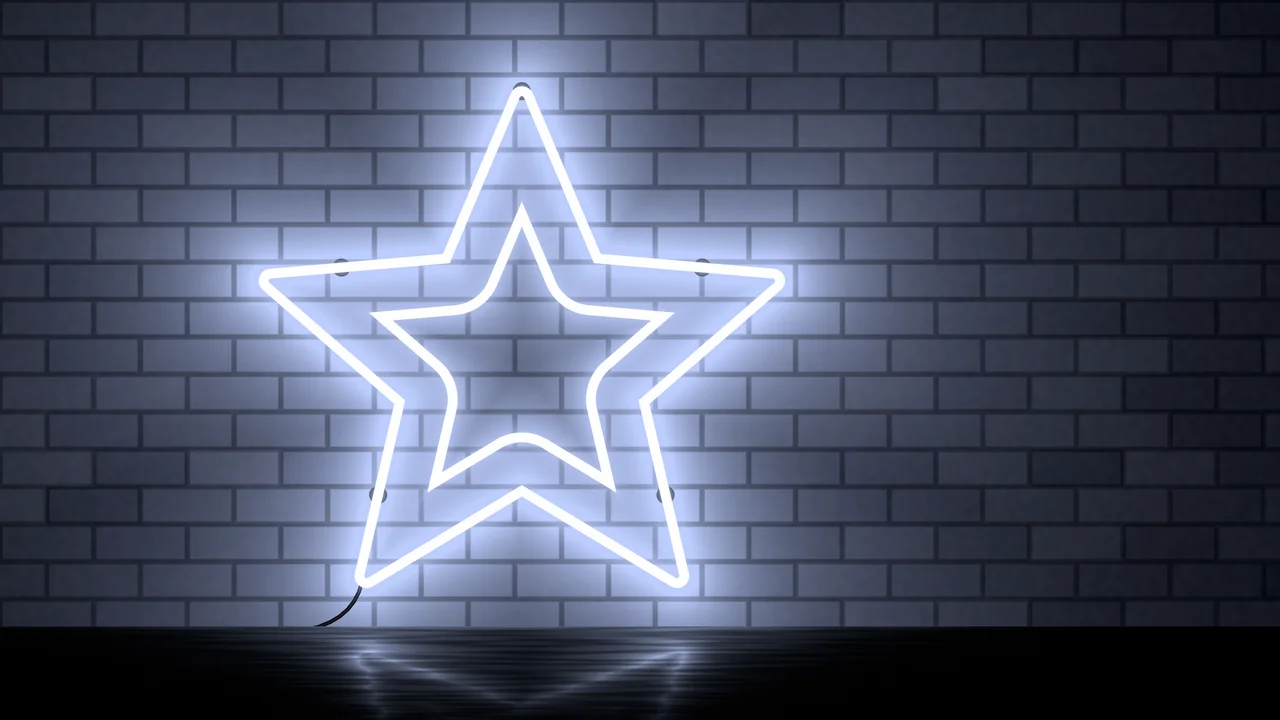 White Neon Star desktop wallpaper in 4K