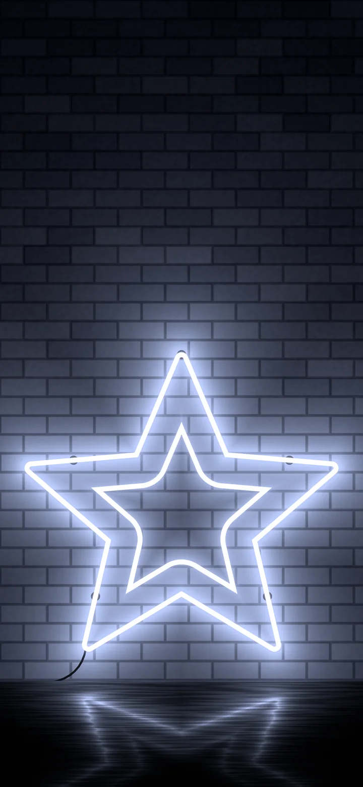 White Neon Star wallpaper for iPhone and Android