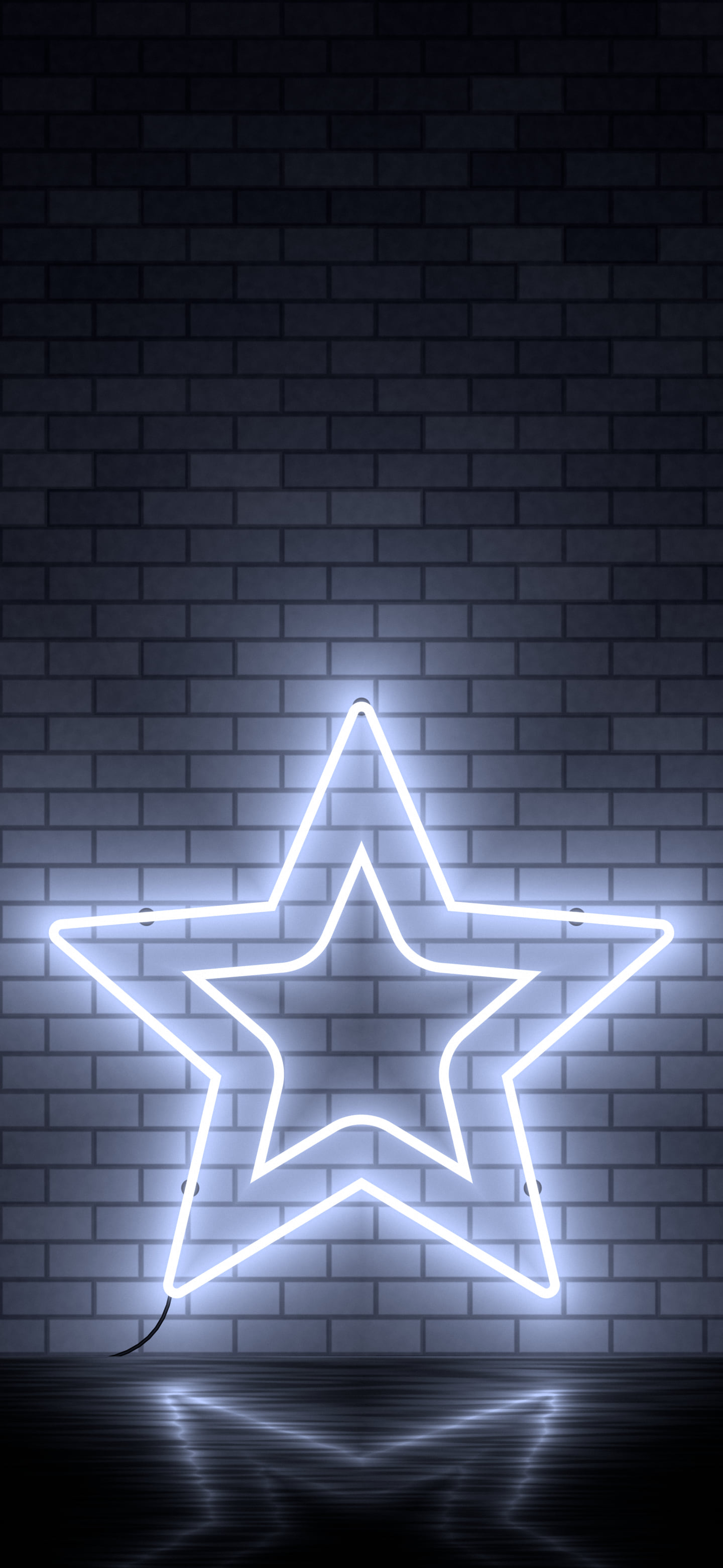 White Neon Star wallpaper for iPhone and Android