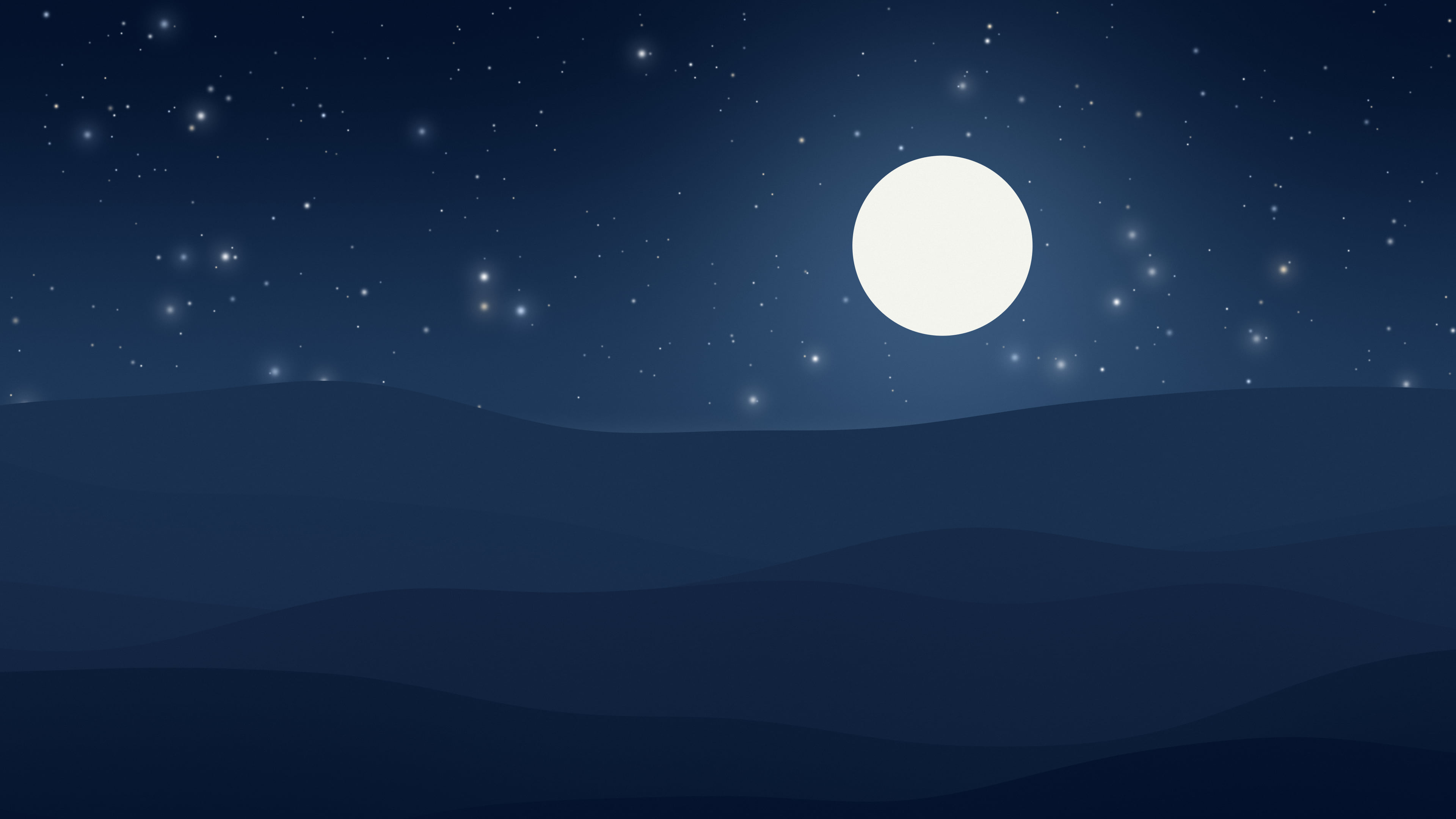 Winter Night Minimalist Desert Dunes desktop wallpaper in 4K