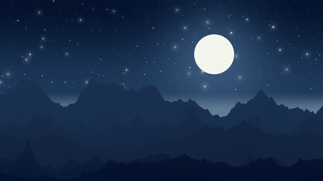 Winter Night Minimalist Mountain Landscape desktop wallpaper in 4K