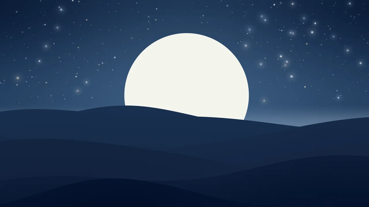 Winter Night Minimalist Sunset Hills desktop wallpaper in 4K