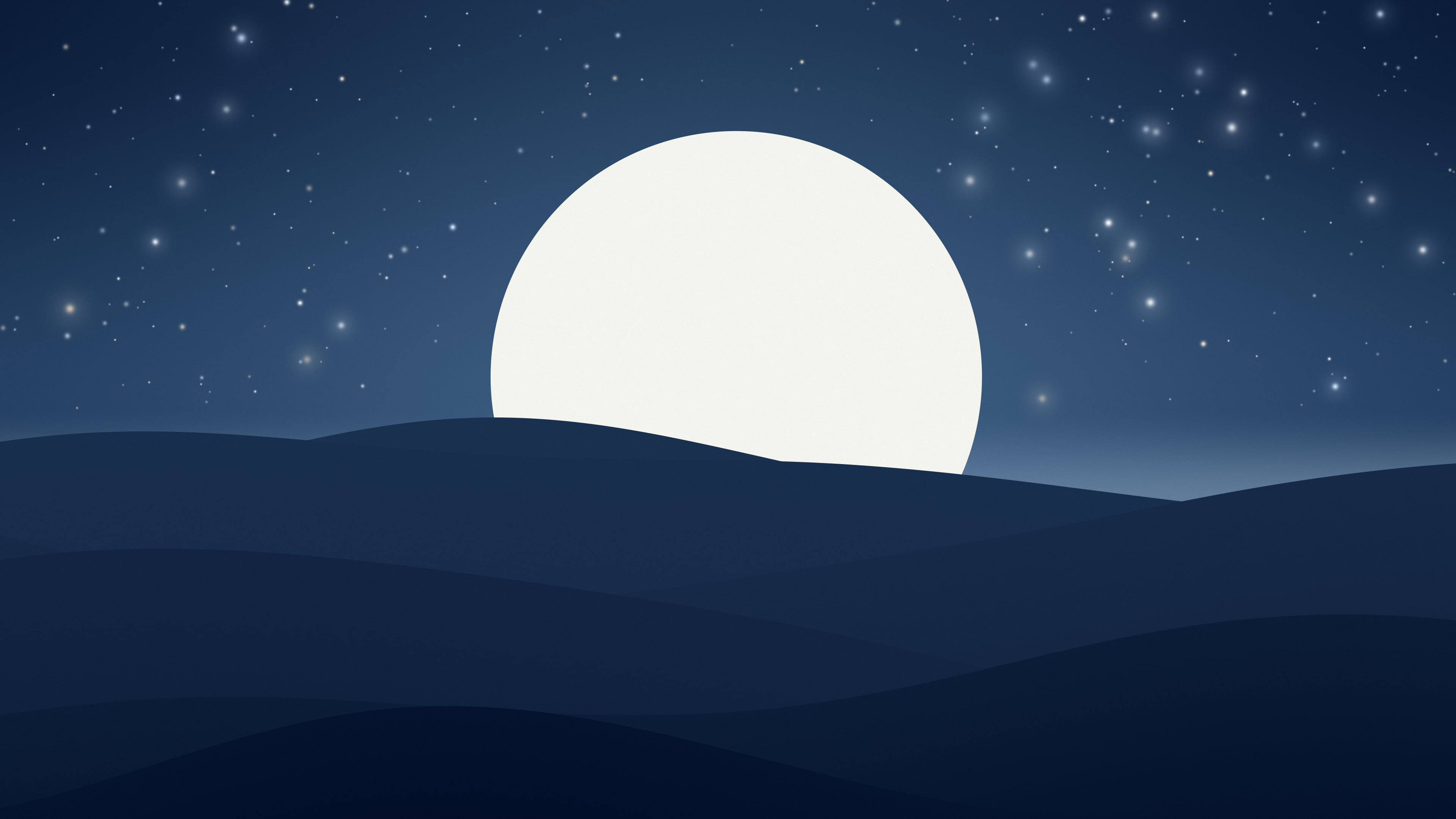 Winter Night Minimalist Sunset Hills desktop wallpaper in 4K