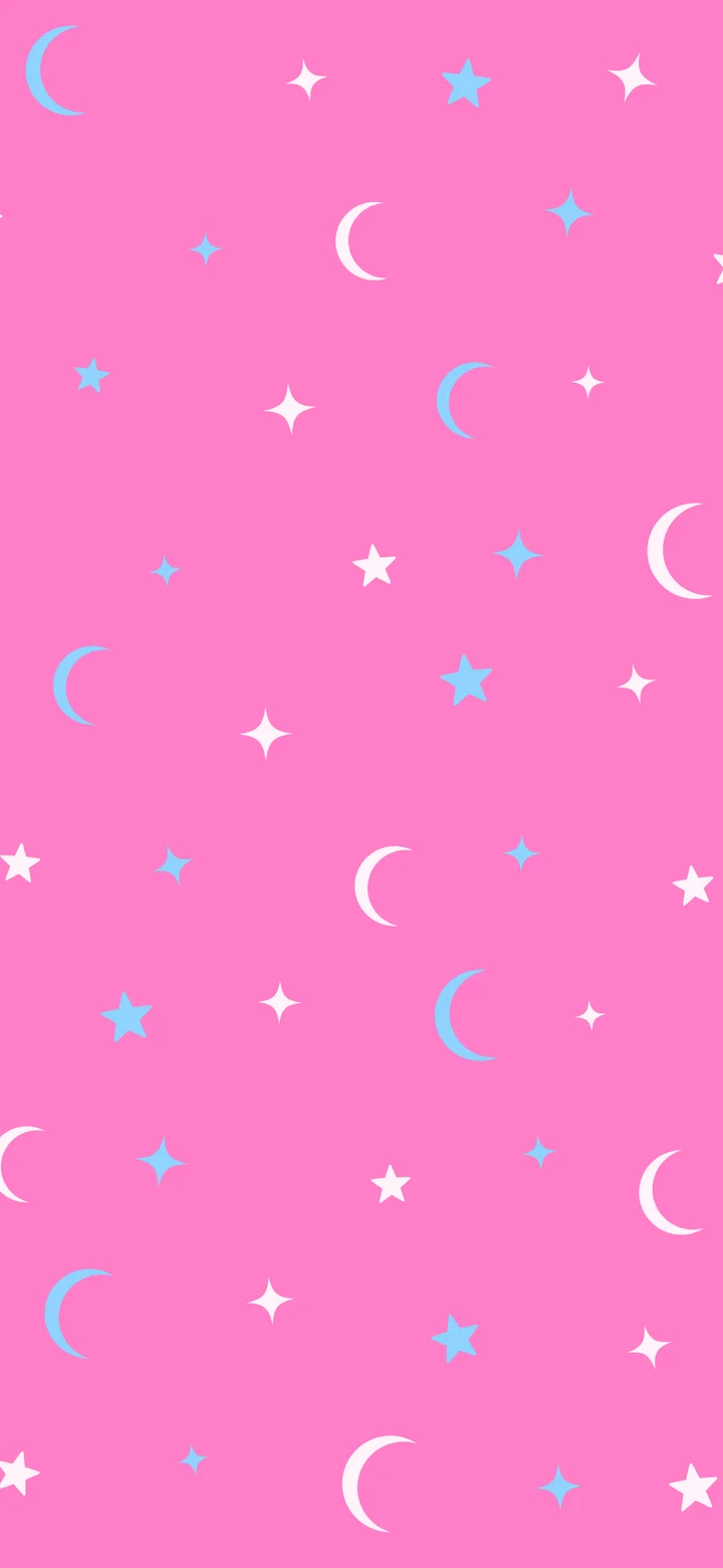 Y2K Pink and Blue Moon and Stars Pattern wallpaper for iPhone and Android