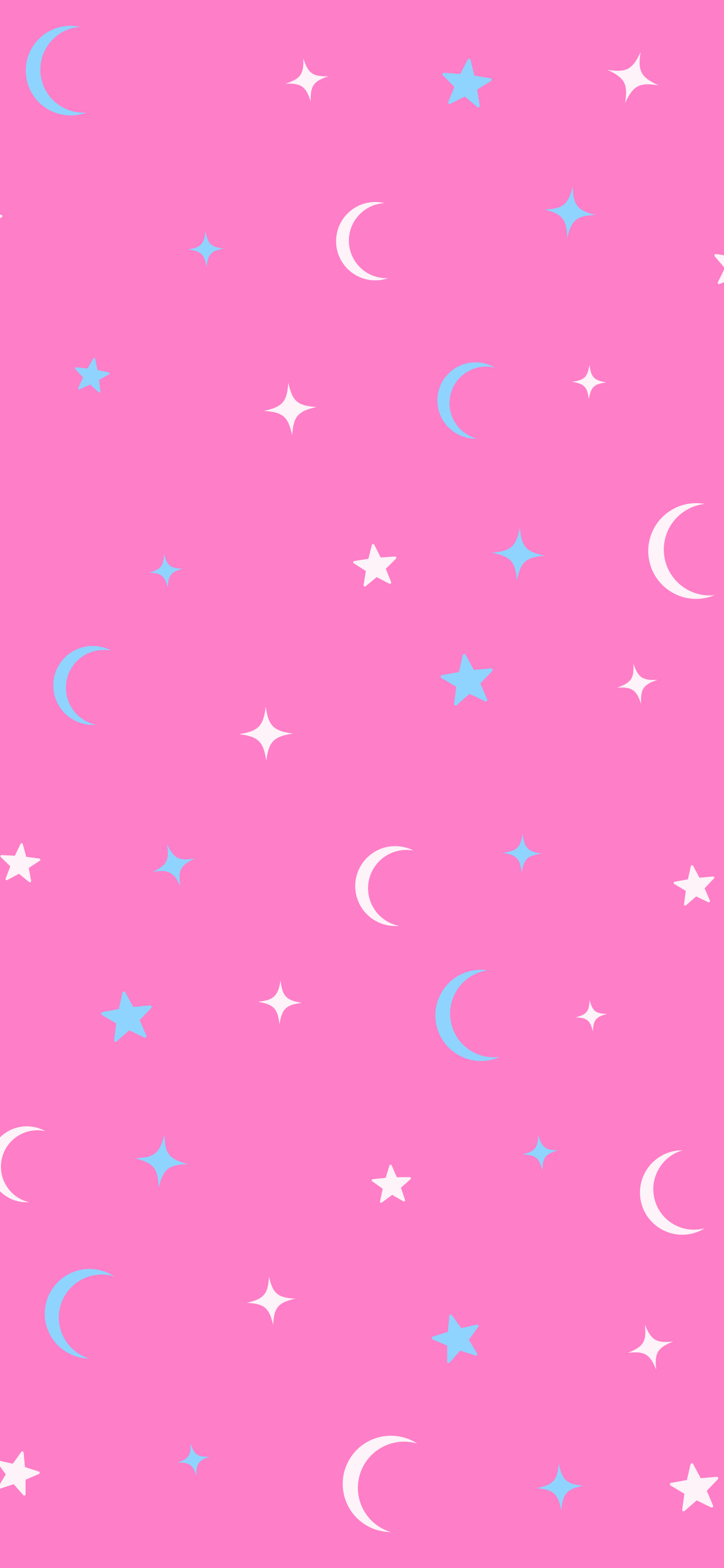 Y2K Pink and Blue Moon and Stars Pattern wallpaper for iPhone and Android