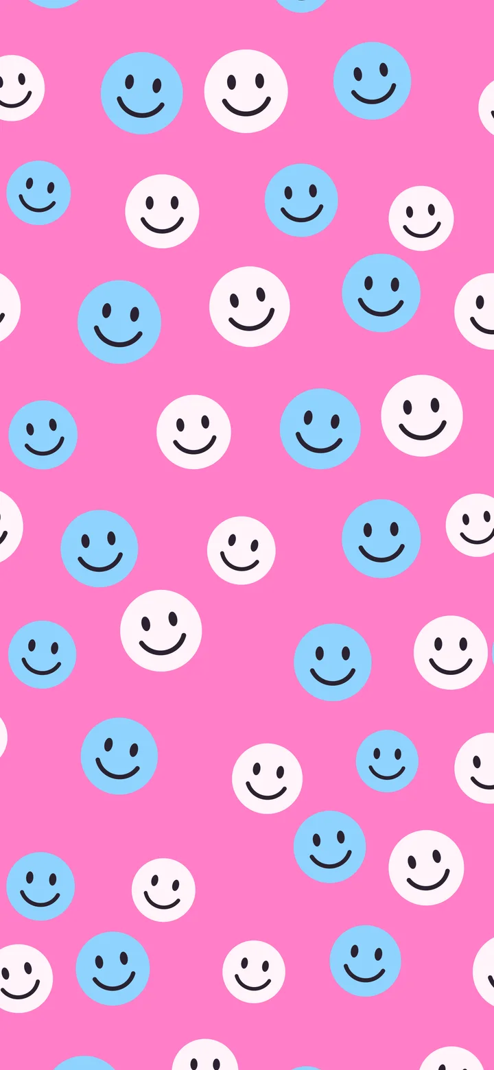 Y2K Pink and Blue Smiley Face Pattern wallpaper for iPhone and Android