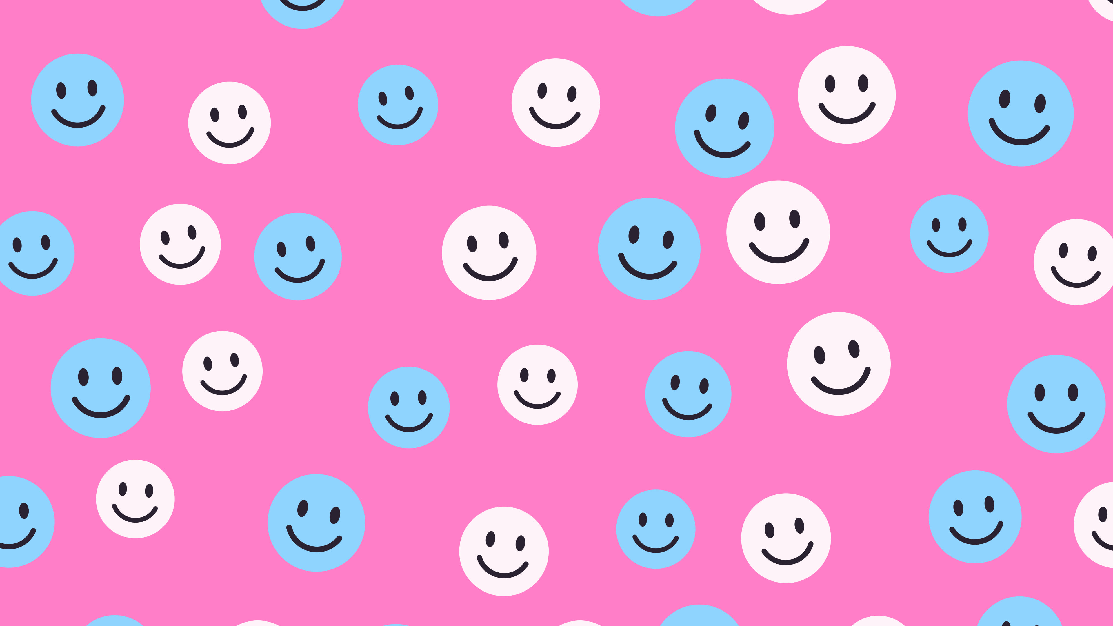 Y2K Pink and Blue Smiley Face Pattern desktop wallpaper in 4K