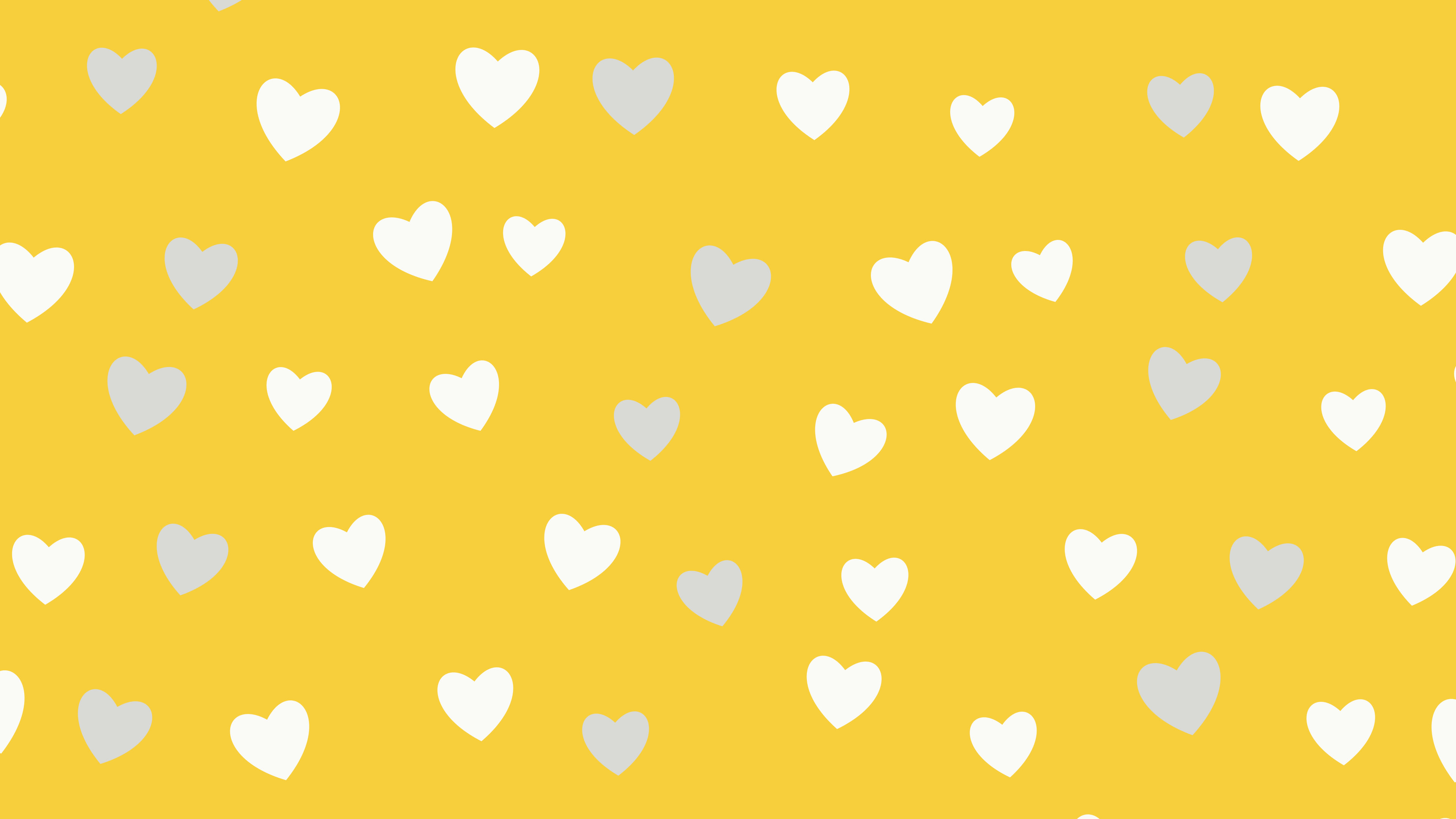 Yellow and White Heart Pattern desktop wallpaper in 4K