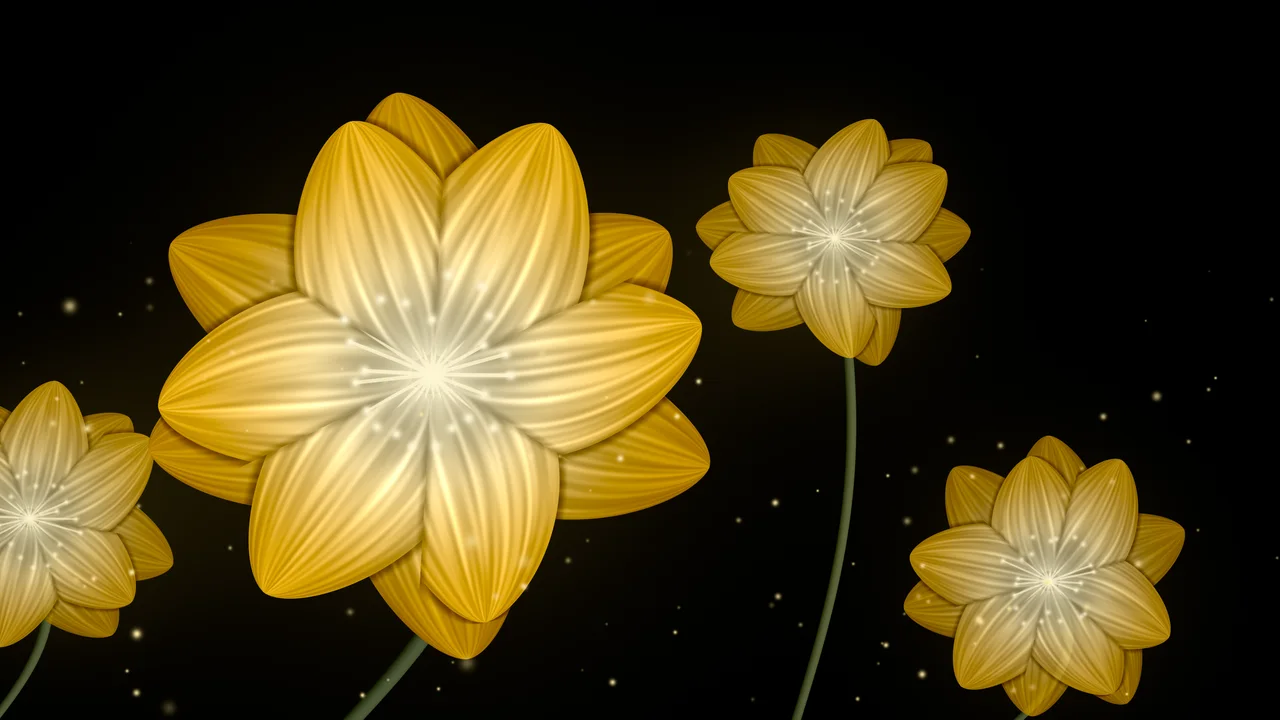 Yellow Glowing Flower desktop wallpaper in 4K