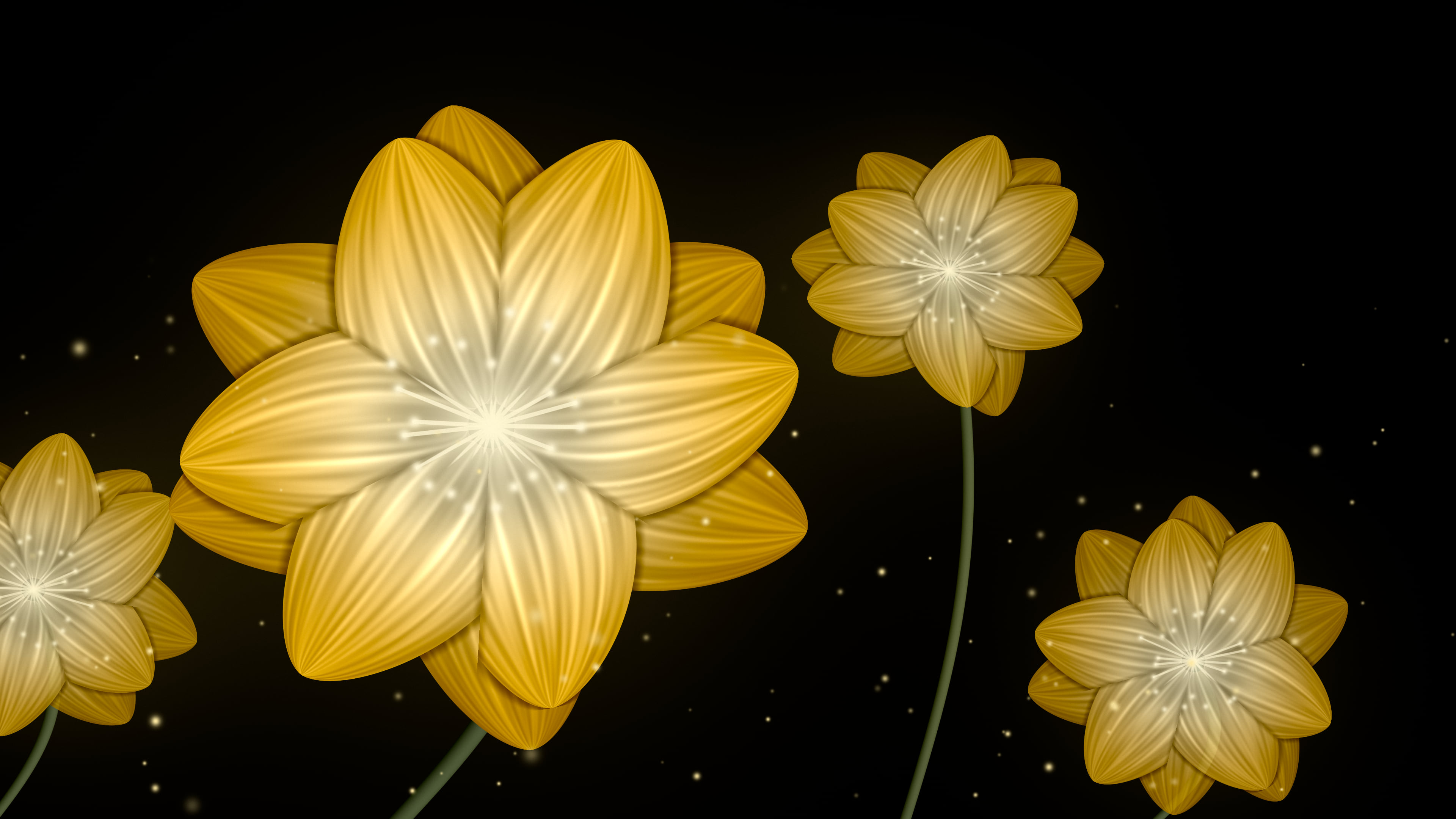 Yellow Glowing Flower desktop wallpaper in 4K