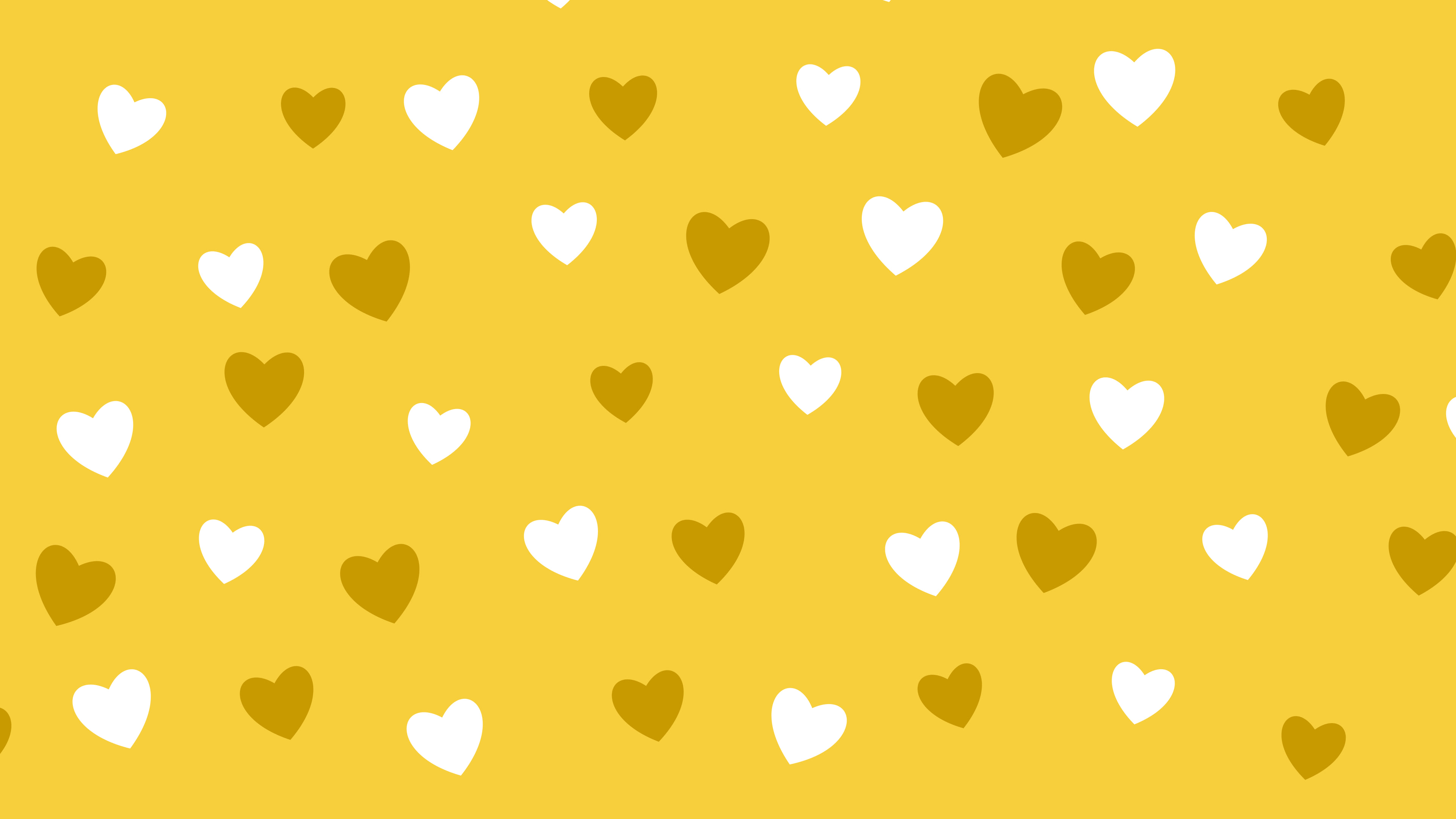 Yellow Heart Pattern desktop wallpaper in 4K