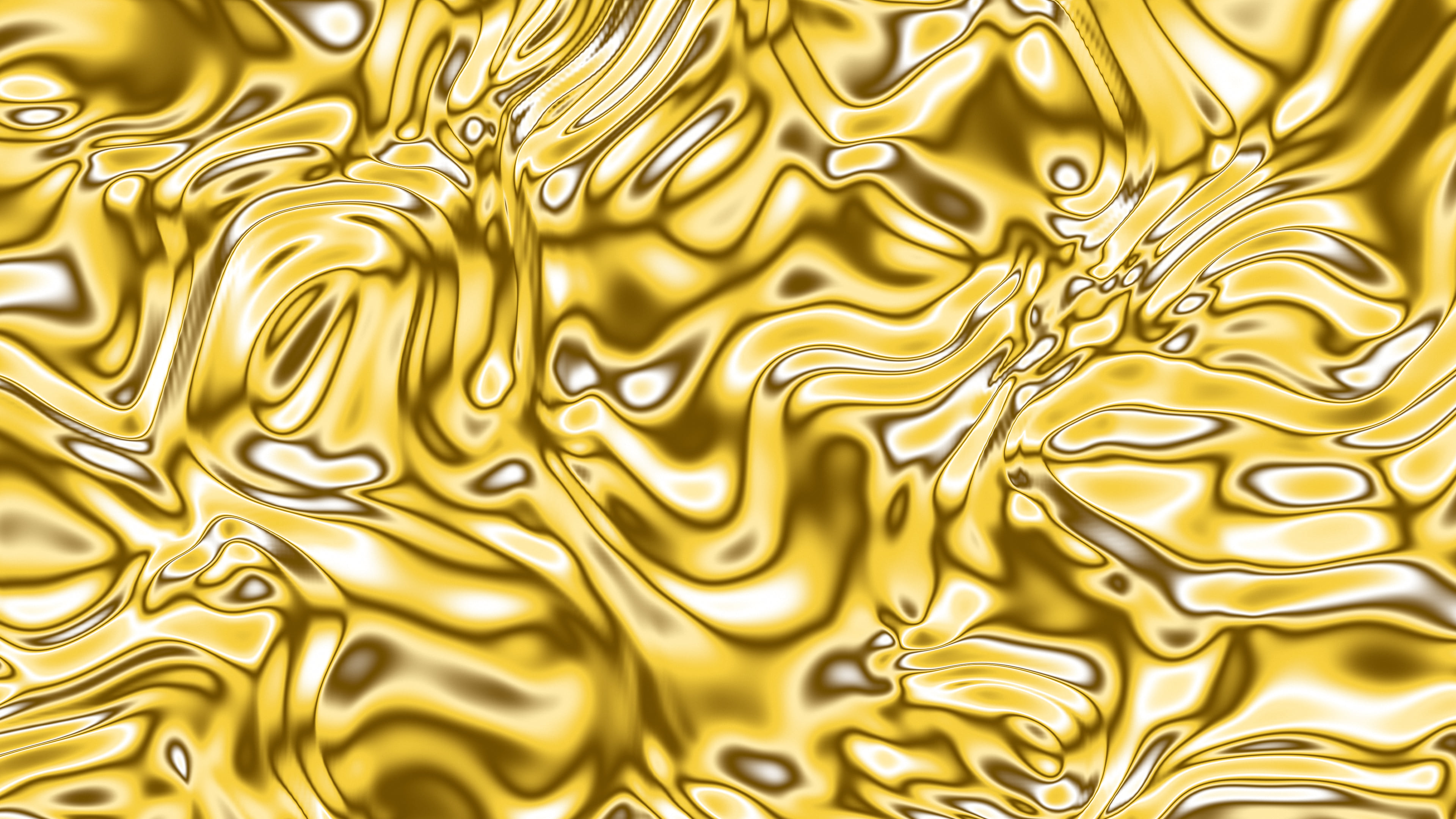 Yellow Liquid Chrome desktop wallpaper in 4K