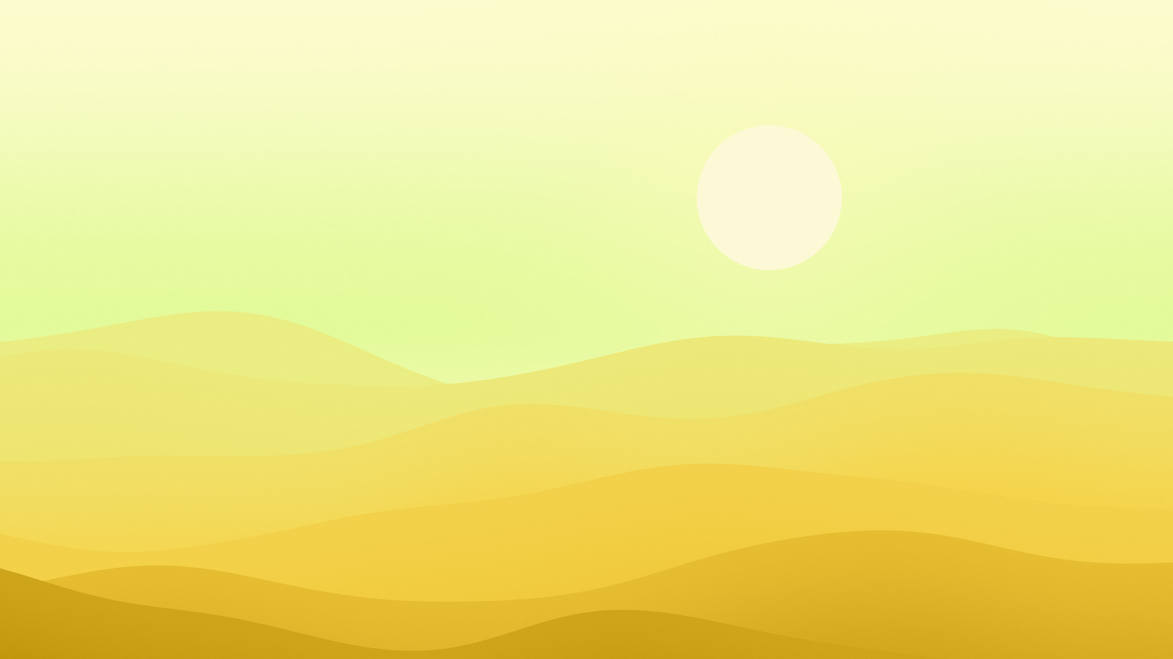 Yellow Minimalist Desert Dunes desktop wallpaper in 4K