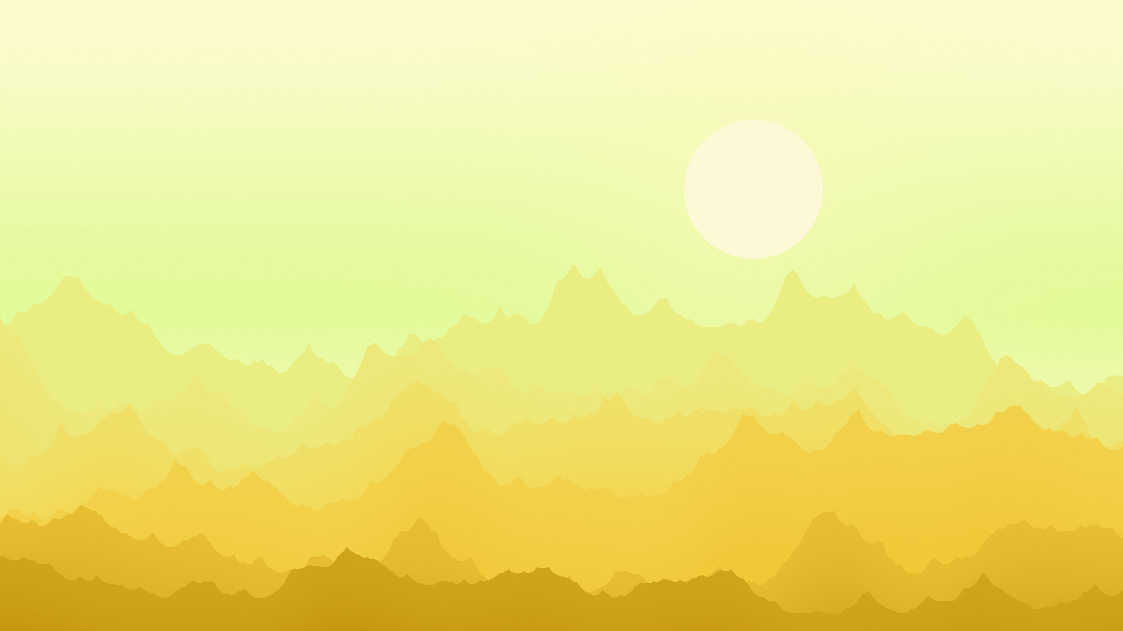 Yellow Minimalist Mountain Landscape desktop wallpaper in 4K