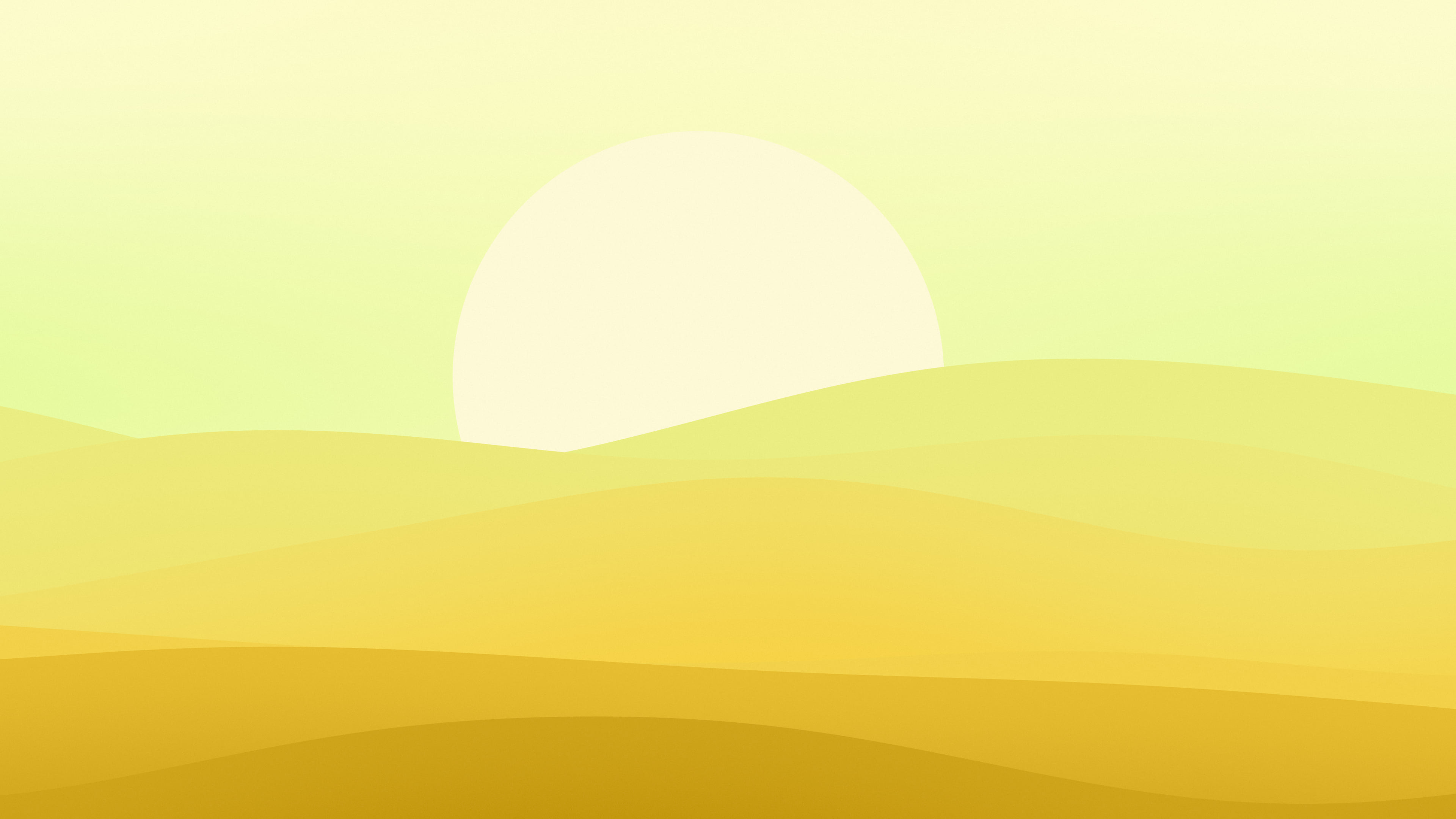 Yellow Minimalist Sunset Hills desktop wallpaper in 4K