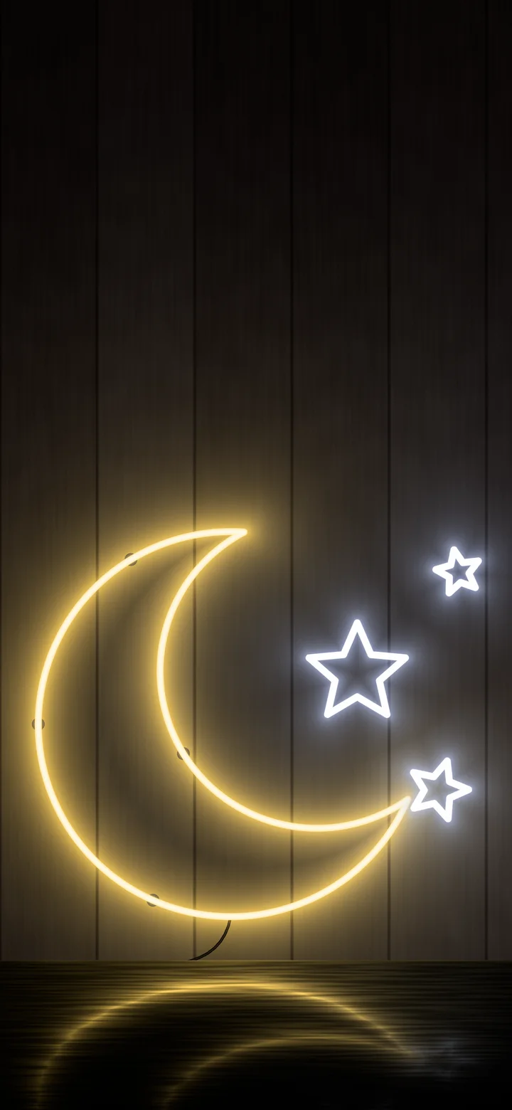 Yellow Neon Moon wallpaper for iPhone and Android