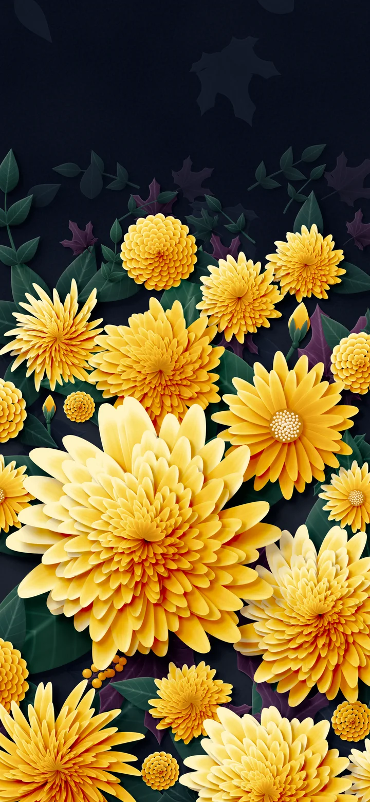 Yellow Paper Chrysanthemums wallpaper for iPhone and Android