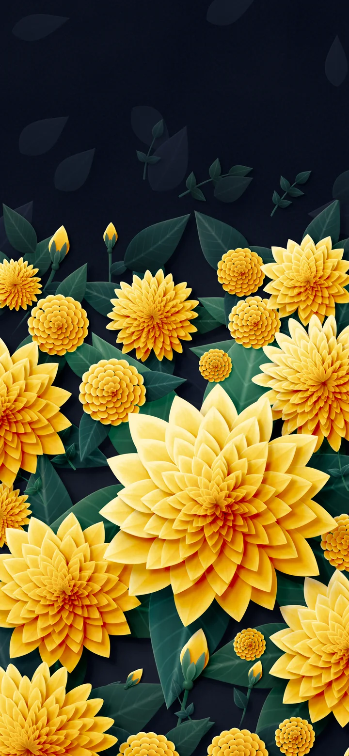 Yellow Paper Dahlias wallpaper for iPhone and Android