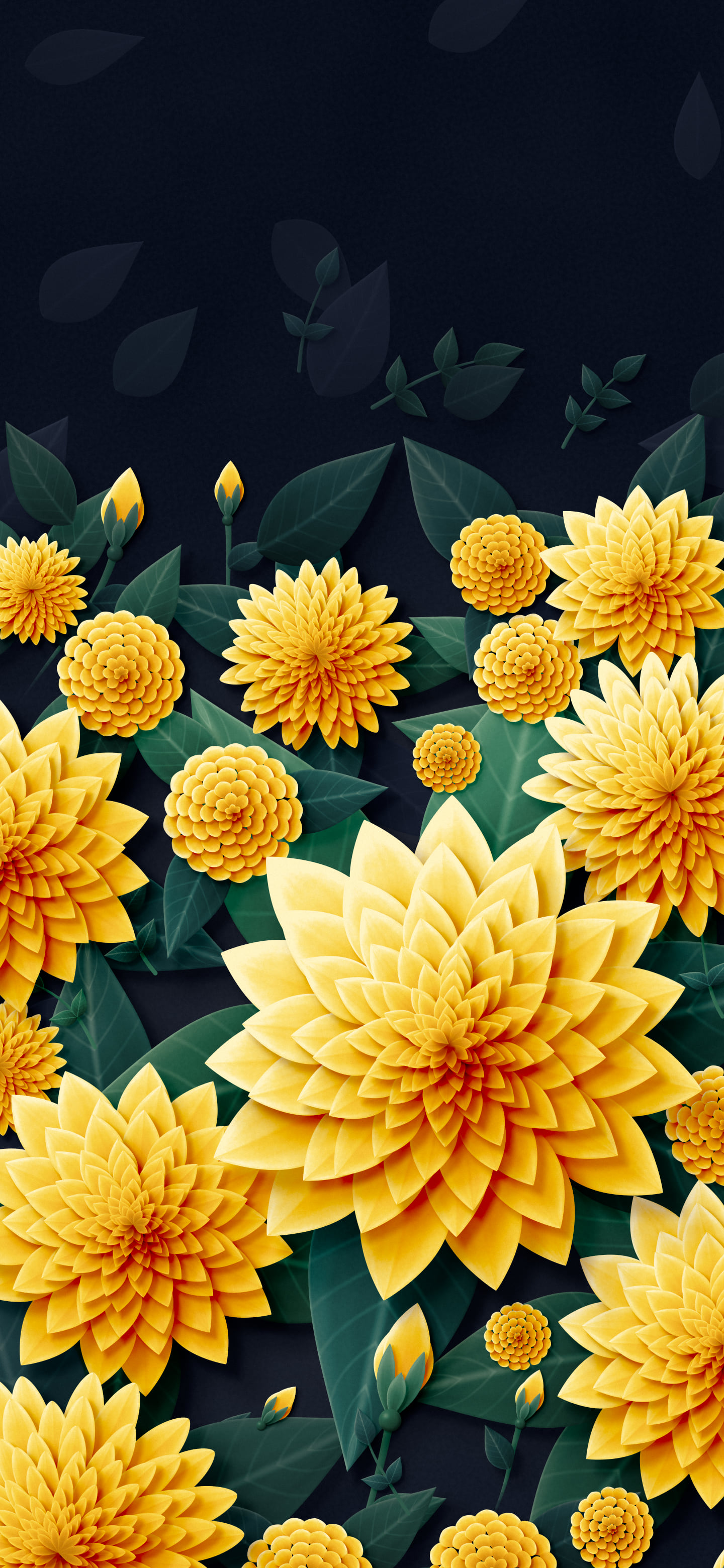 Yellow Paper Dahlias wallpaper for iPhone and Android