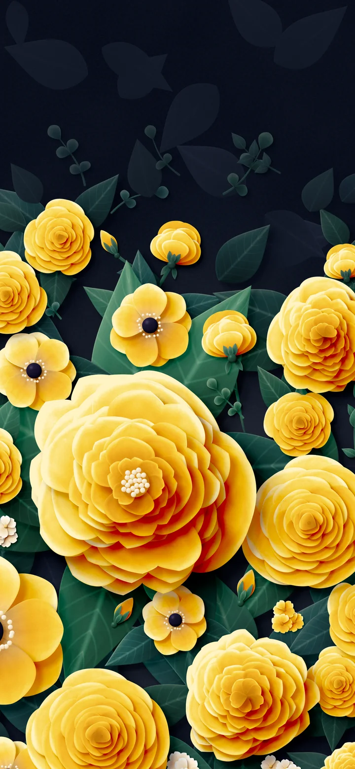 Yellow Paper Flower Garden wallpaper for iPhone and Android