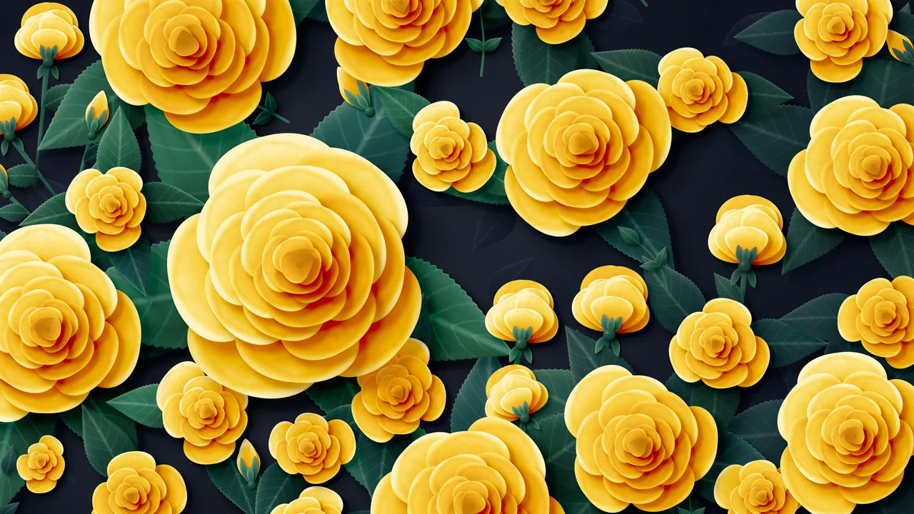 Yellow Paper Roses desktop wallpaper in 4K
