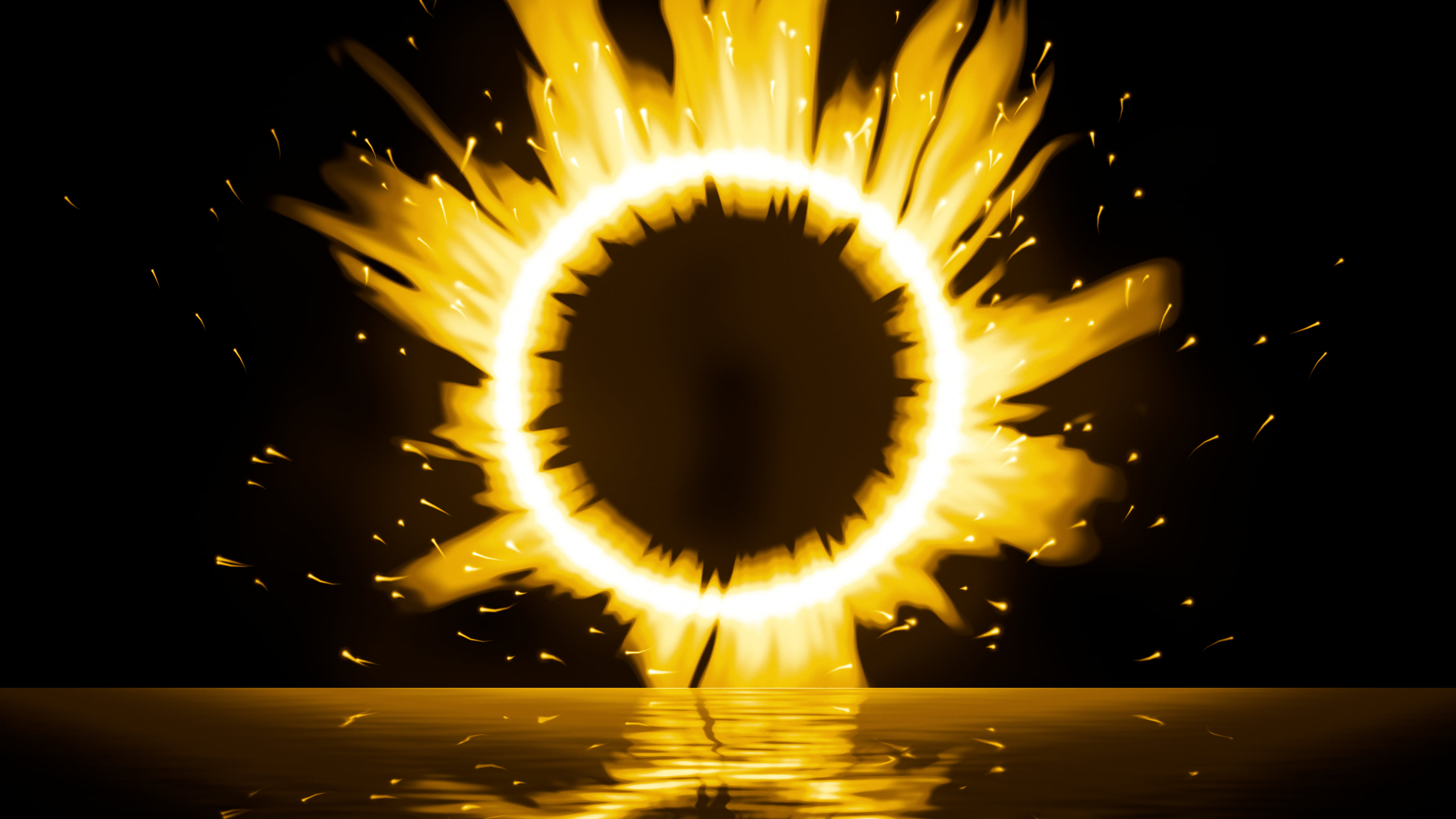 Yellow Ring of Fire desktop wallpaper in 4K