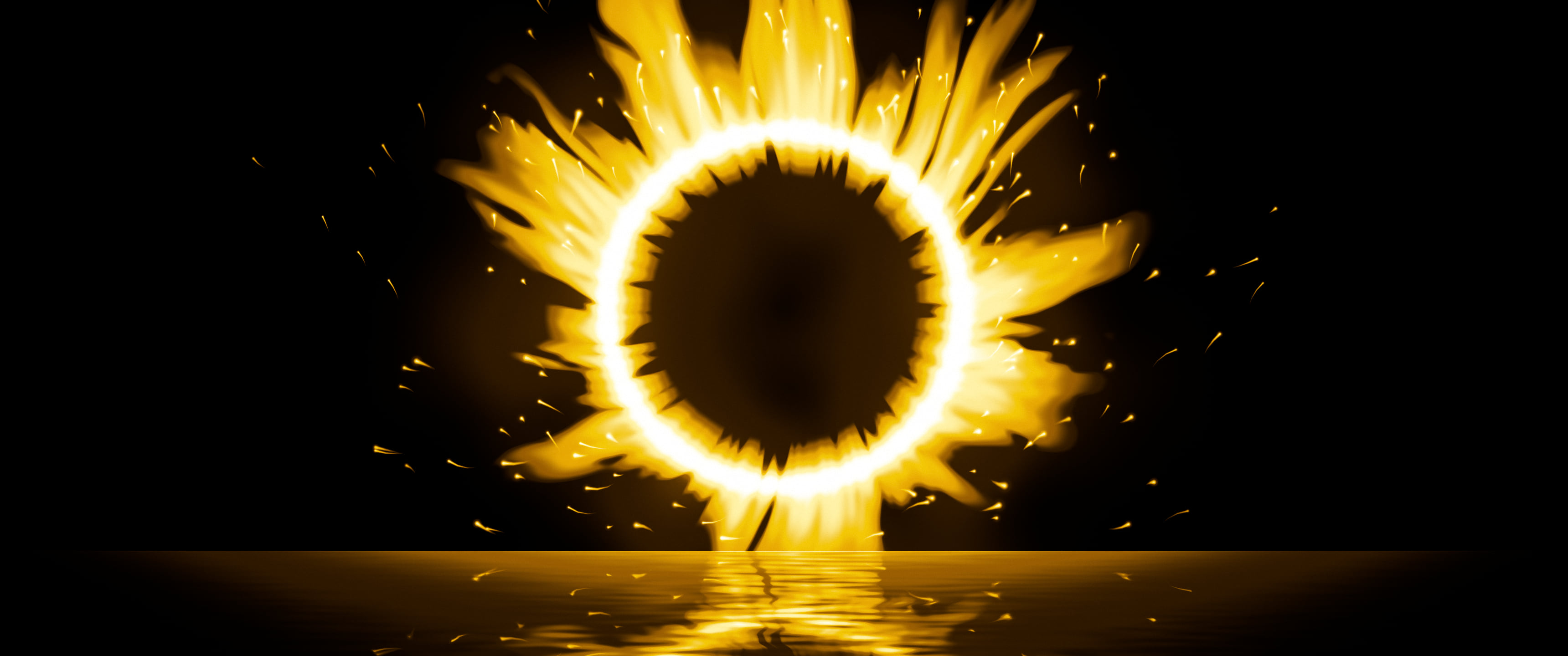 Yellow Ring of Fire ultrawide wallpaper, 3440 × 1440