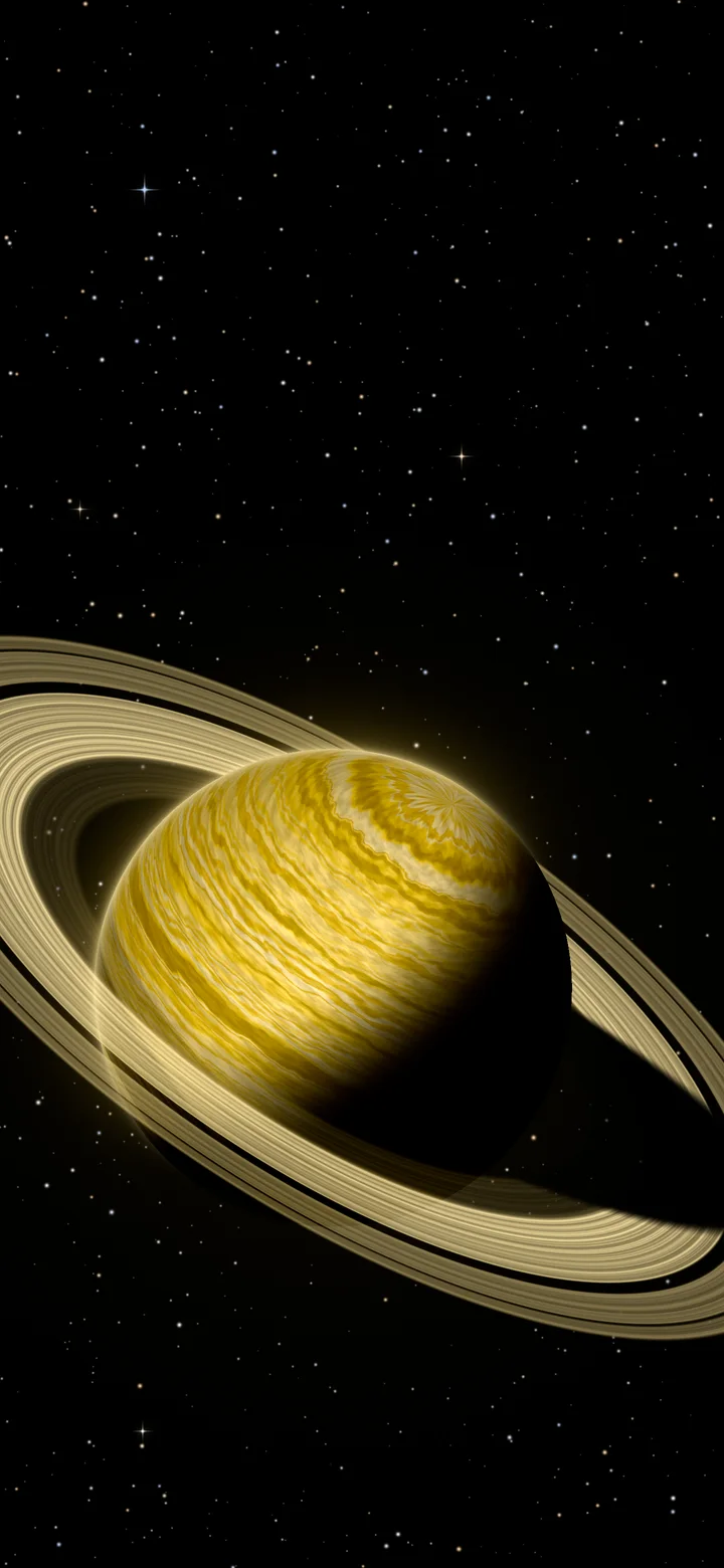 Yellow Ringed Saturn wallpaper for iPhone and Android